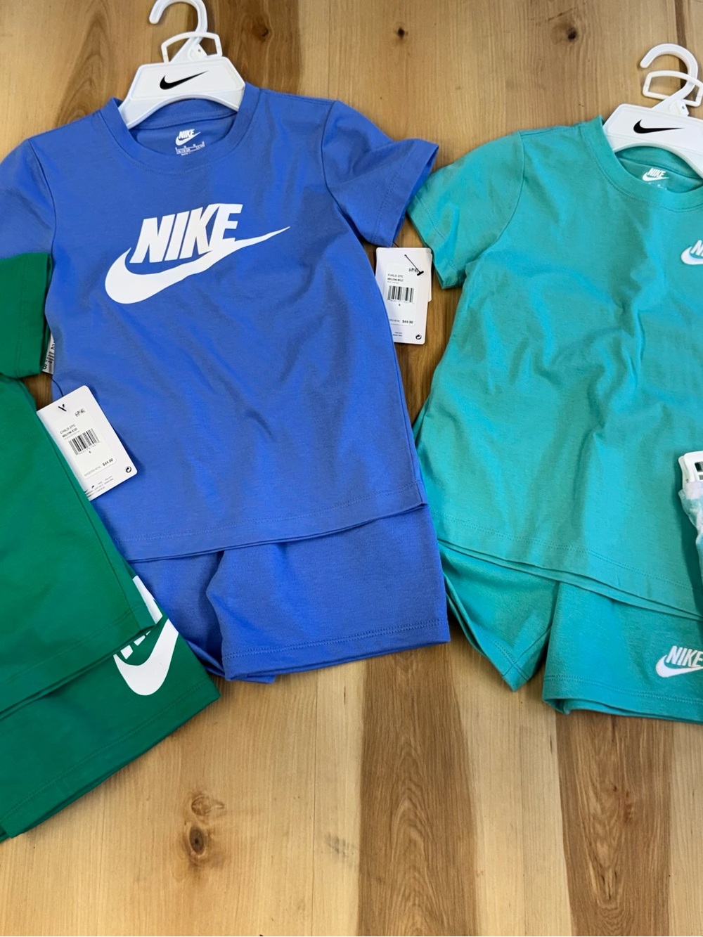 Nike Kids Tee & Short Set - Blue, Teal & Green with White Logo
